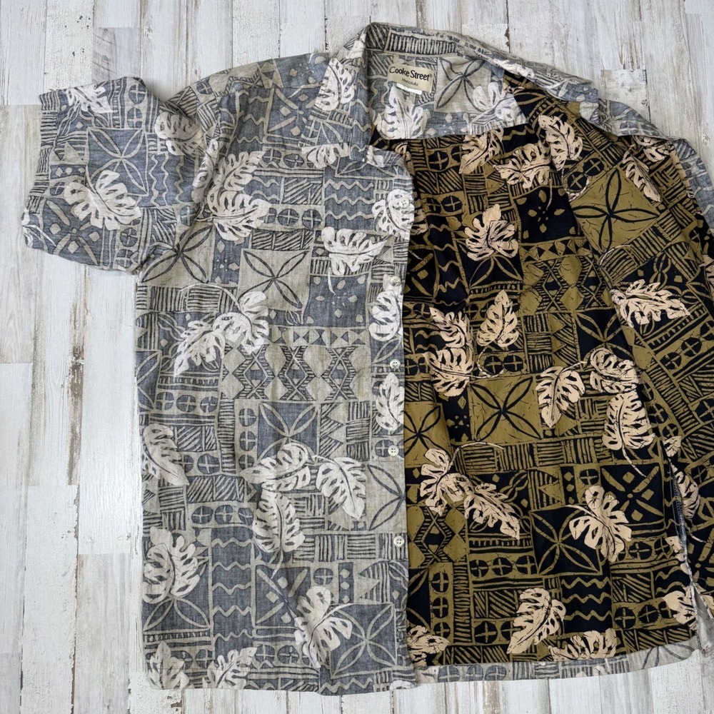 Cooke‎ Street Honolulu Mens  L Hawaiian Shirt Aloha Tropical Leaf Pattern - Picture 4 of 8